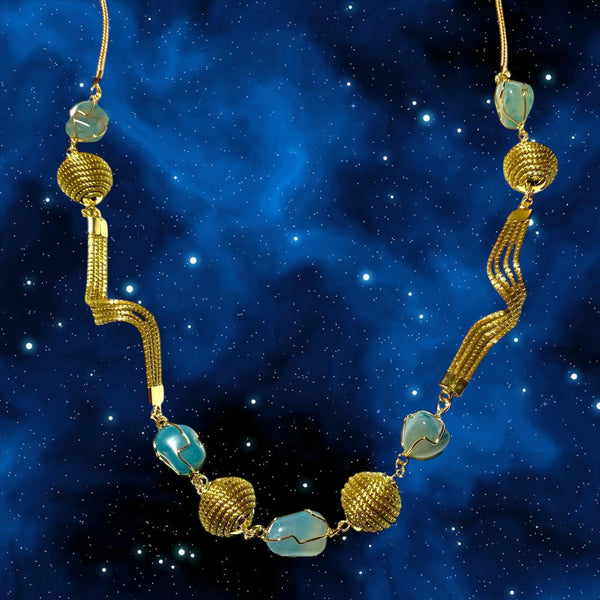 Collier CL459 aventurine bleu